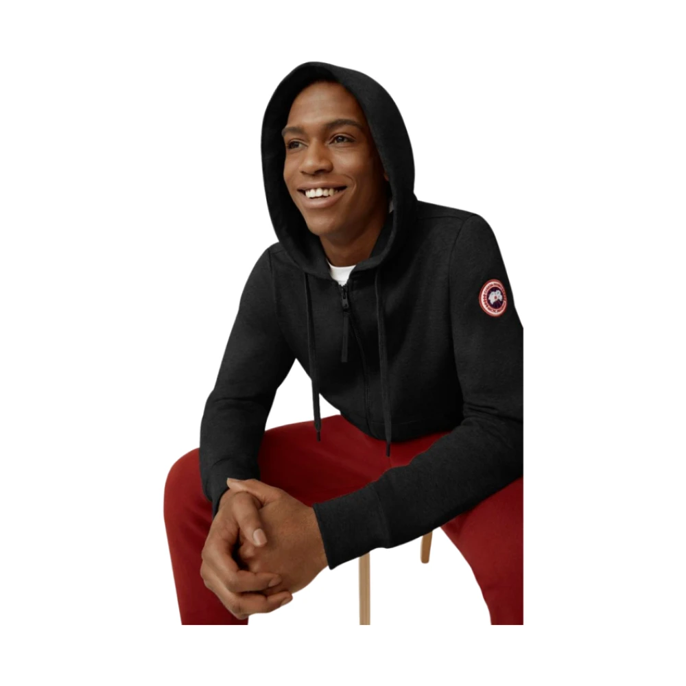 Canada Goose Zwarte katoenen sweatshirt met rits Black Heren