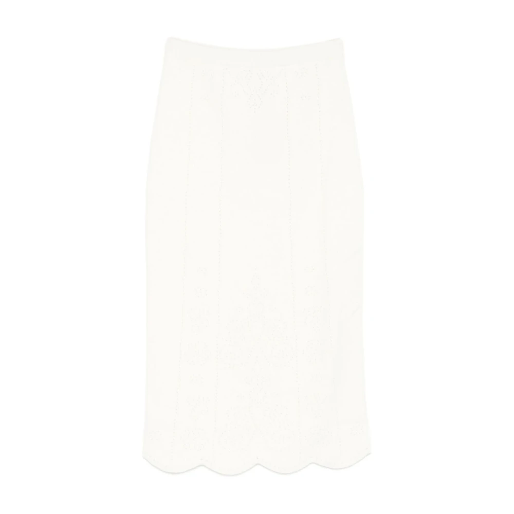 Twinset Femme Blanc Jupes, Taille: 38 Fr Midi Knit Skirt