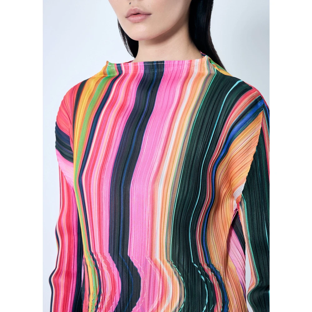 Issey Miyake Grafisch Motief Geplooide Midi Jurk Multicolor Dames