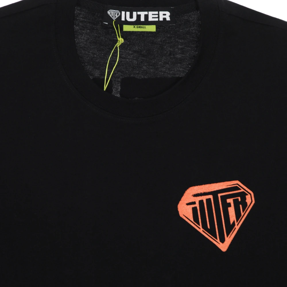 Iuter Zwarte Stencil Tee Korte Mouw T-shirt Black Heren