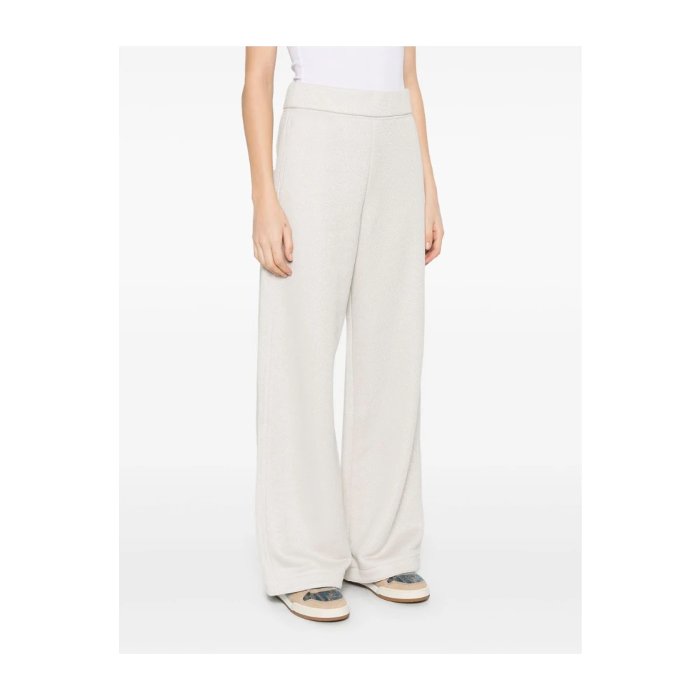 Max Mara Beige Broek met Elastische Tailleband en Lurex Details Beige Dames