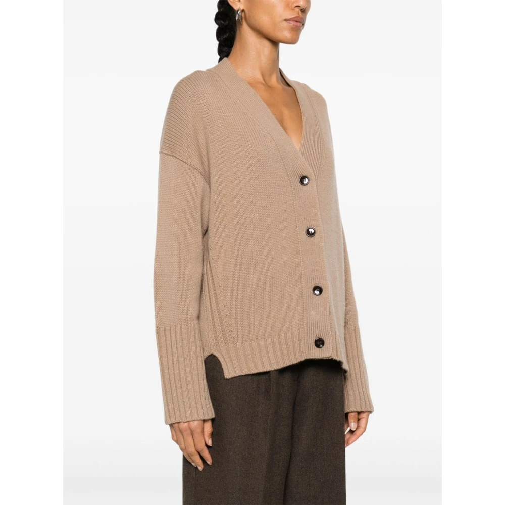 allude Bruine Cashmere V-Hals Cardigan Sweater Brown Dames