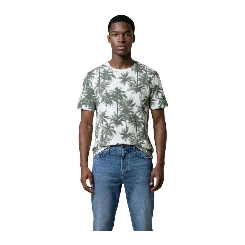 Antony Morato Homme Vert Tops, Taille: Xl T-Shirt En Coton Imprimé À Col Rond