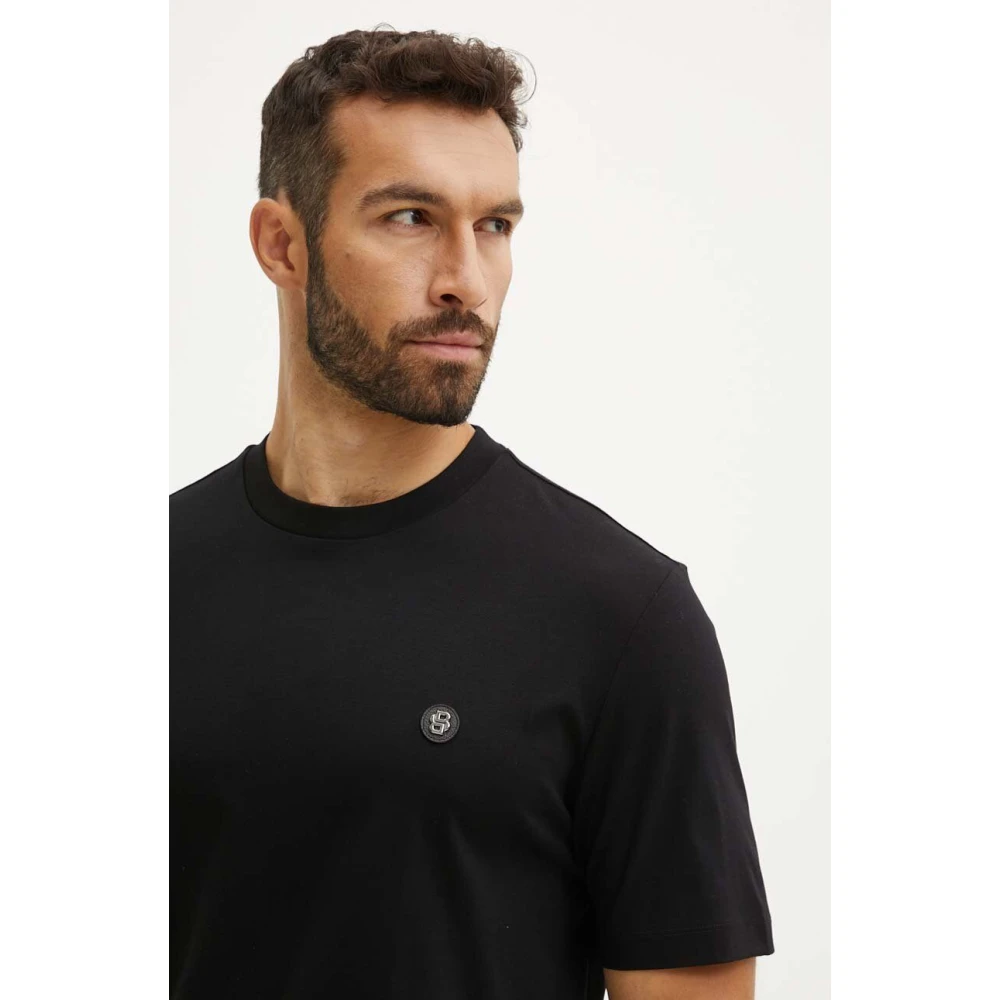 Boss Metallic Logo T-shirt Black Heren