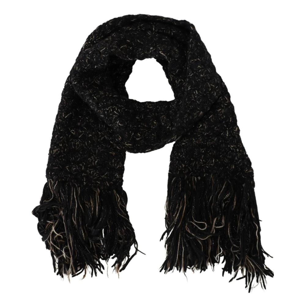 Dolce & Gabbana Women's Black Winter Scarves, One Size, Luxurious Winter Scarf
