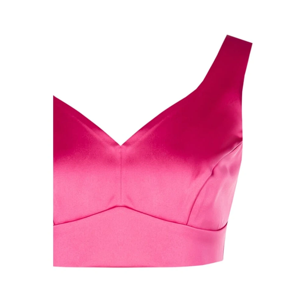 RINASCIMENTO Satijnen Crop Top met V-hals zonder mouwen Pink Dames