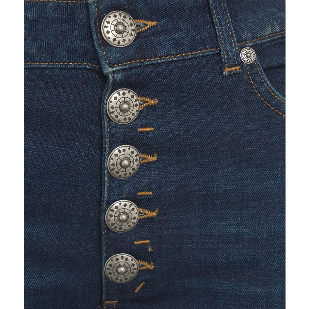 Dondup Opgerolde Cropped Jeans met Logo Tag Blue Dames