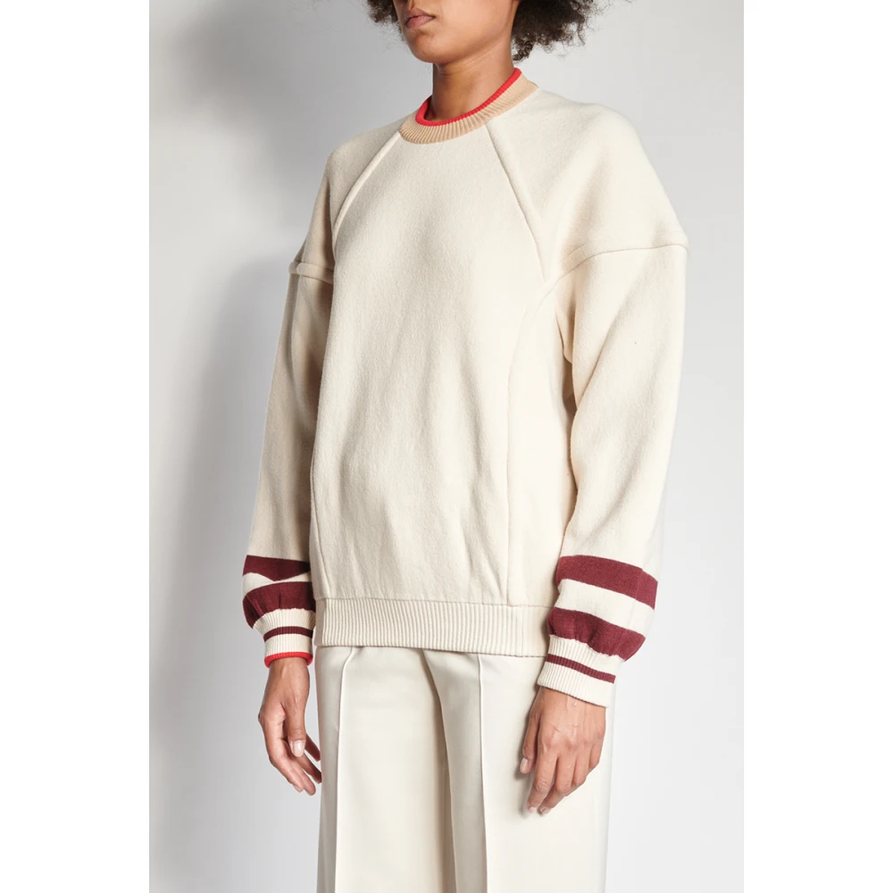 MRZ Ivoor Wol Kasjmier Crewneck Sweater Beige Dames