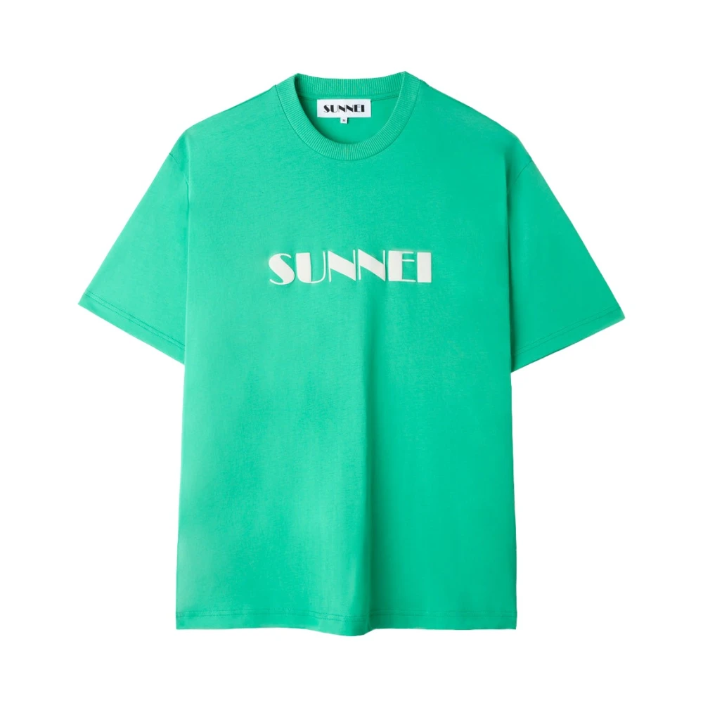 Sunnei Emerald Groen Logo T-Shirt Green Heren
