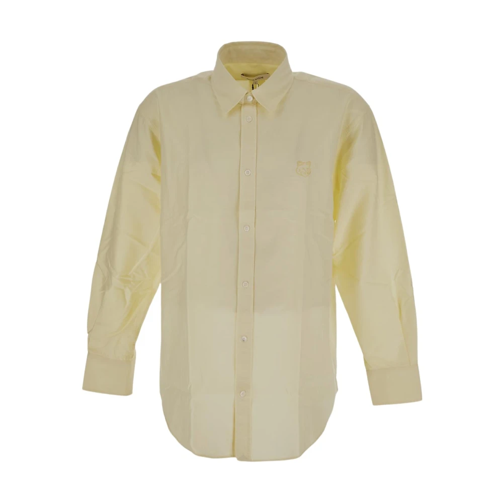 Maison Kitsuné Contour Fox Shirt 100% Katoen Yellow Heren