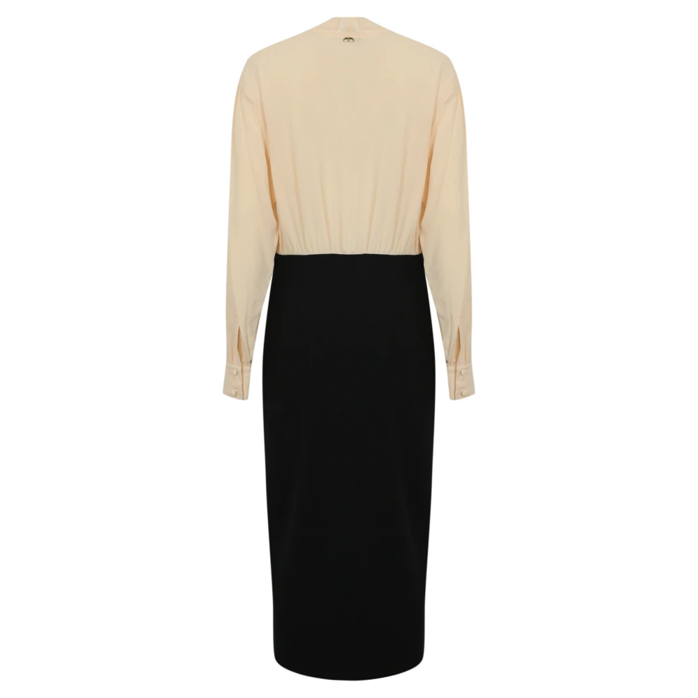 Twinset Lange bicolour wol en viscose jurk Multicolor Dames
