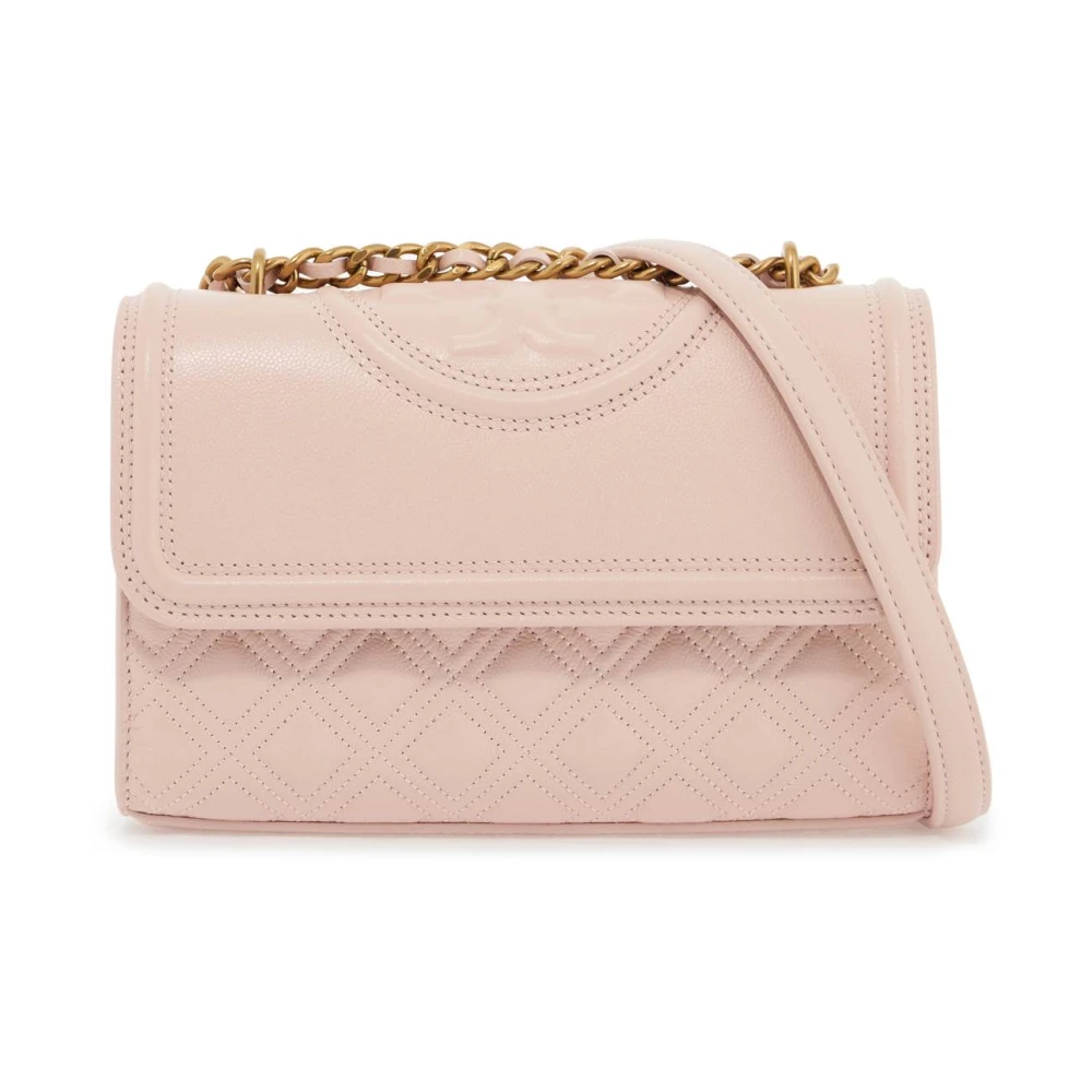 TORY BURCH Gewatteerde Leren Schoudertas met Logo Pink Dames
