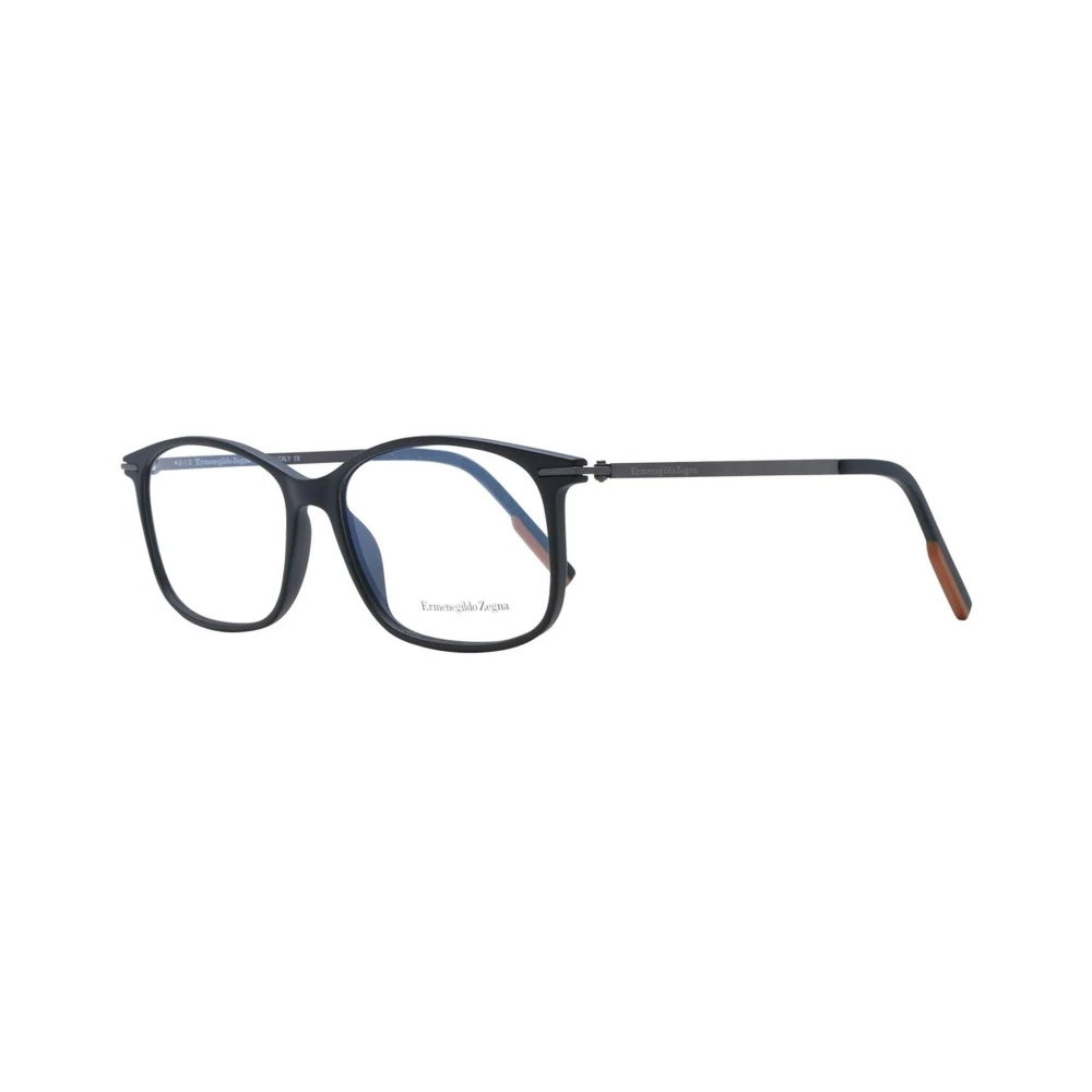 Ermenegildo Zegna Zwarte Titanium Rechthoekige Optische Monturen Black Heren