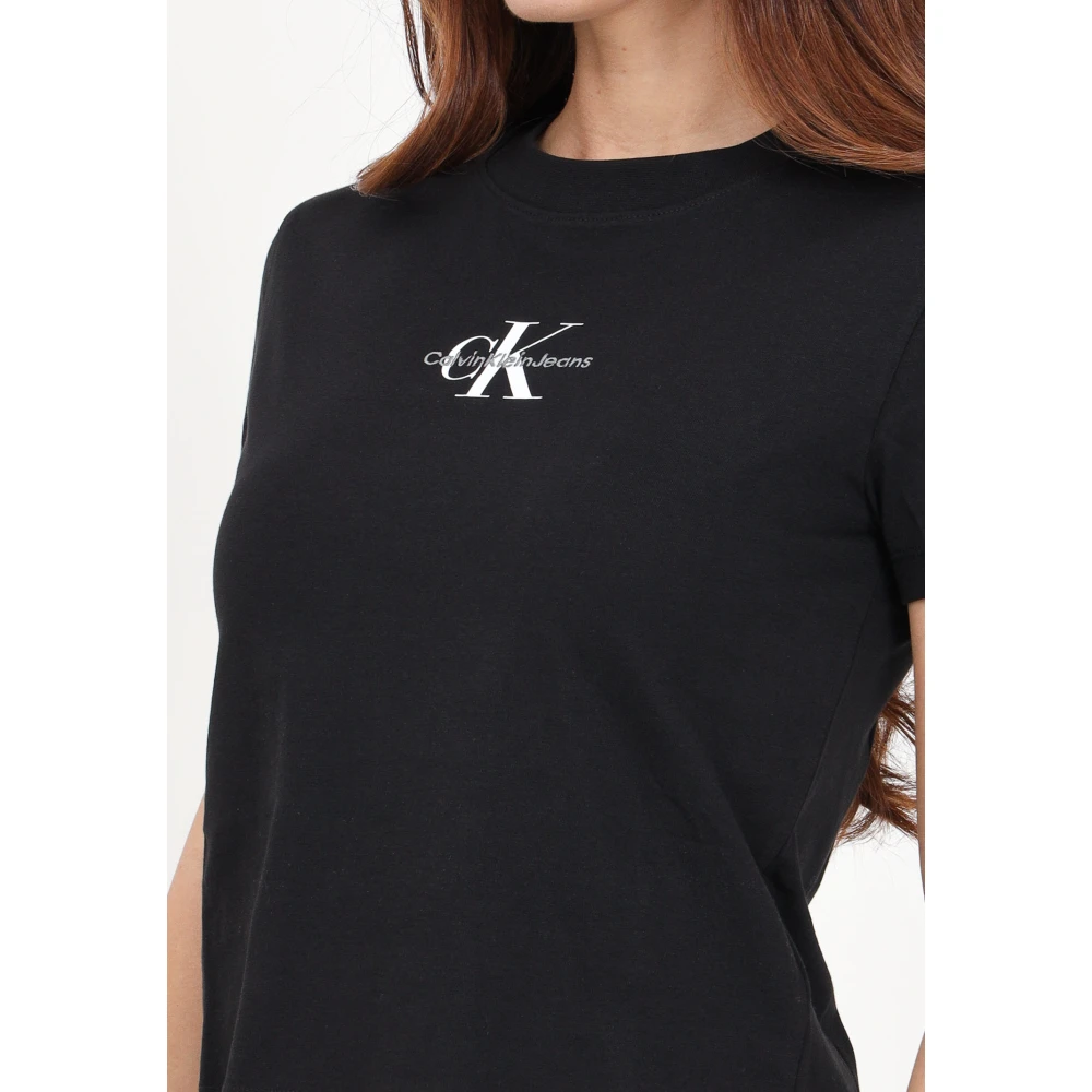 Calvin Klein Jeans Zwart T-shirt met Logo Print Black Dames