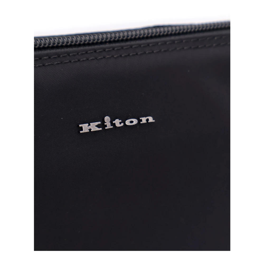 Kiton Nylon Beauty Case met Metalen Logo Black Heren