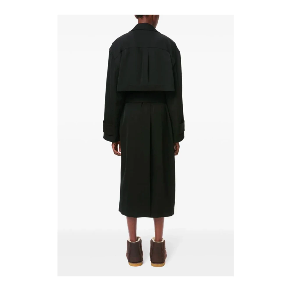 JW Anderson Zwarte wollen gabardine jas Black Dames