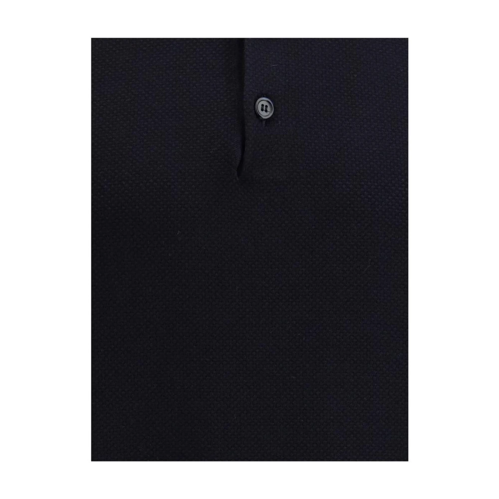 Brioni Slim Fit Gebreide Polo Shirt Korte Mouwen Black Heren