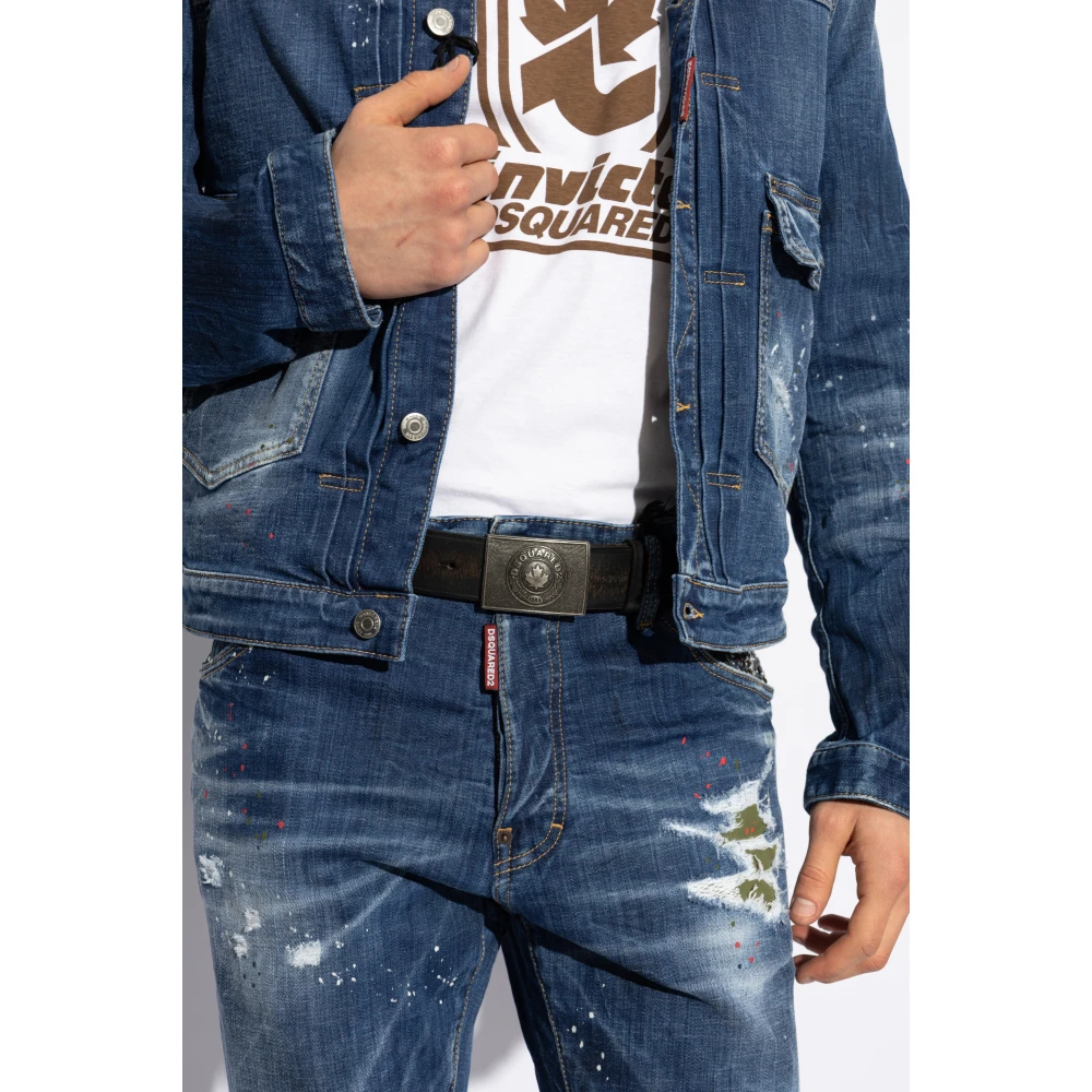 Dsquared2 Leren riem Black Heren