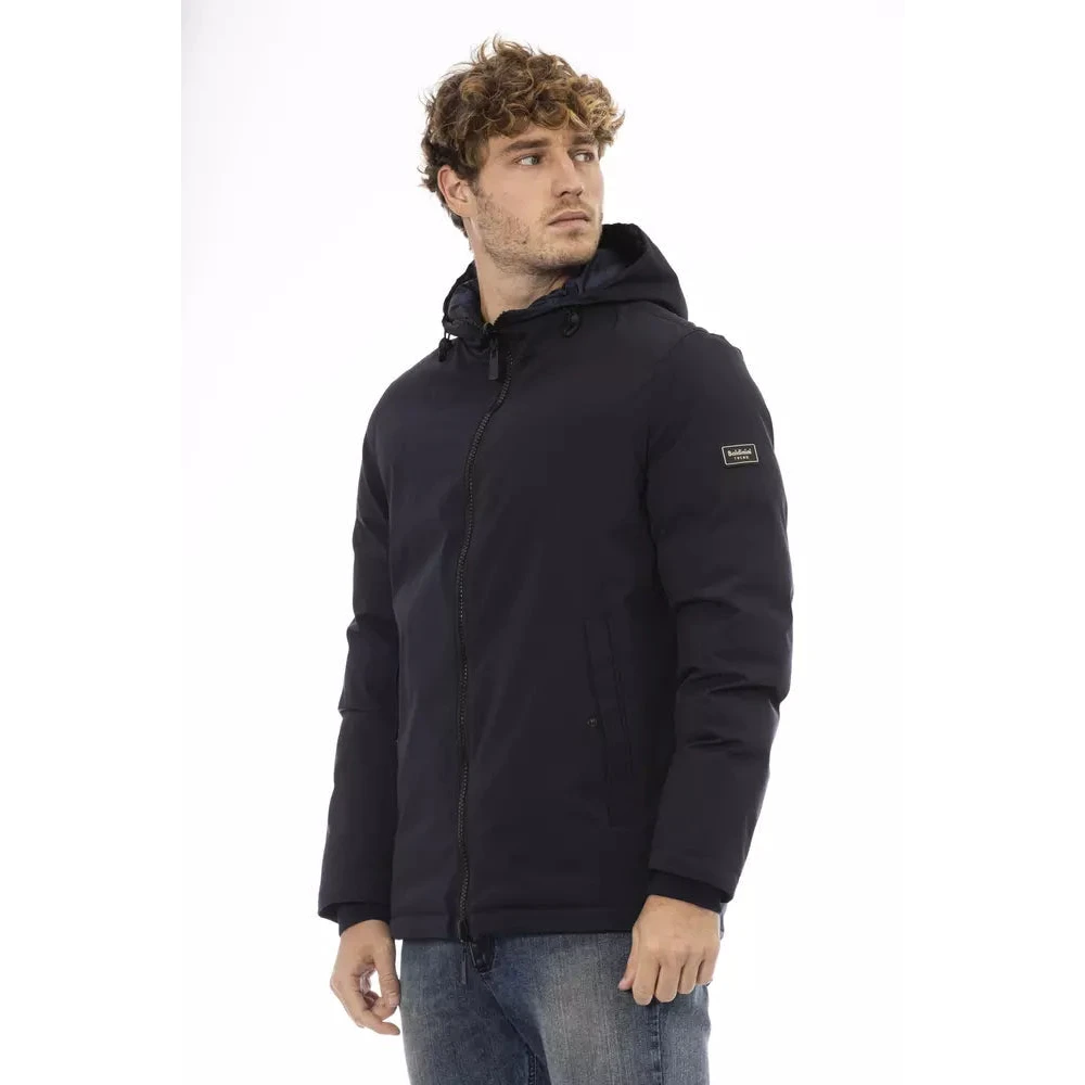 Baldinini Trendy Blauwe Jas met Gevlochten Zakken Black Heren
