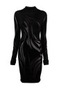 robe-midi-noire-texturee-en-chenille-avec-panneaux-transparents