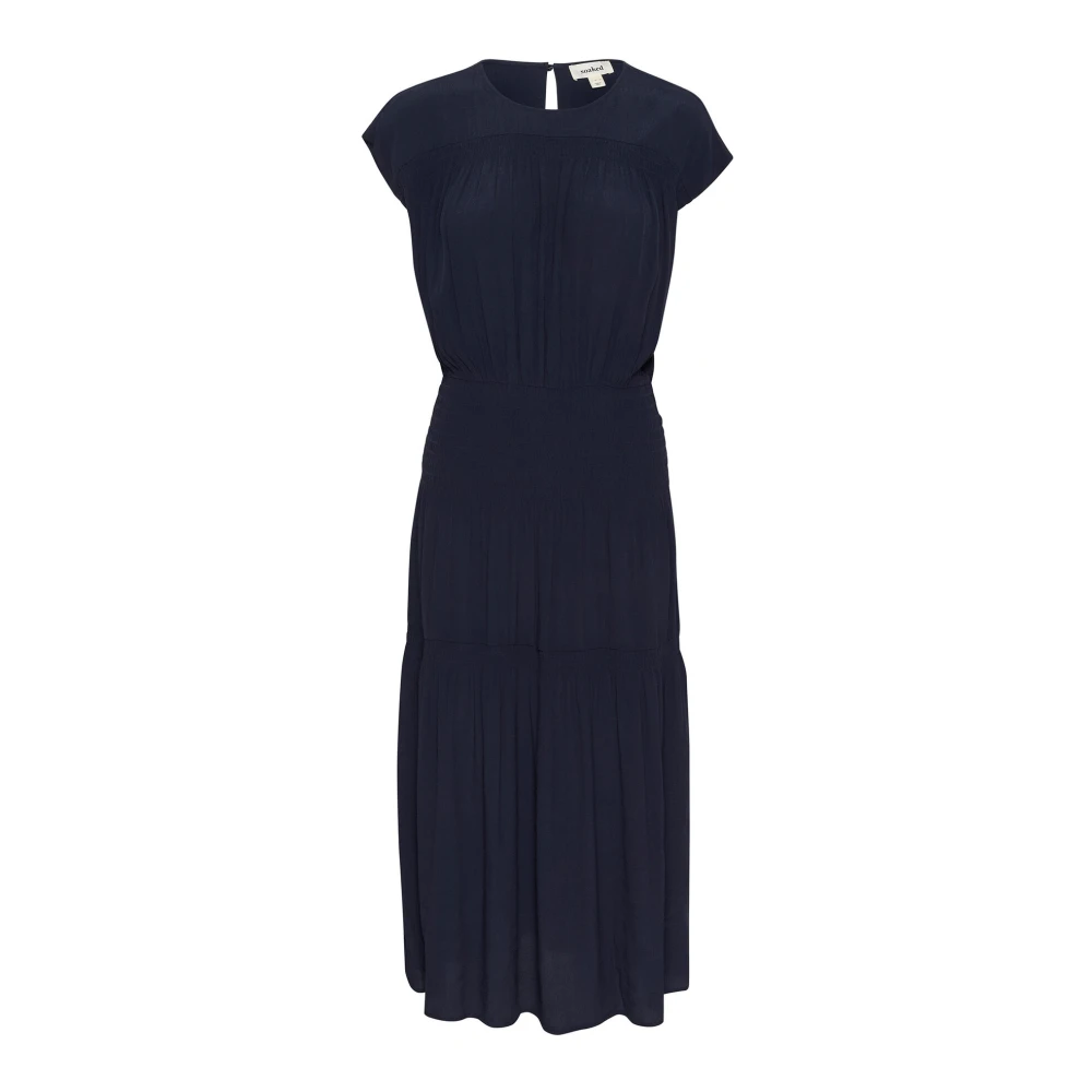 Soaked in Luxury Elegante Night Sky Jurk met Smock Details Blue Dames