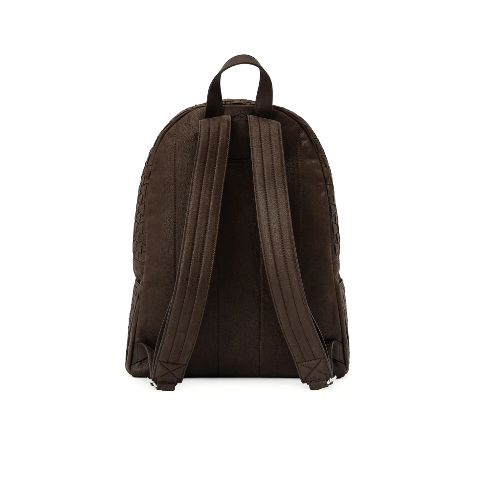 Orciani Bruin Leren Geweven Rugzak Brown Unisex