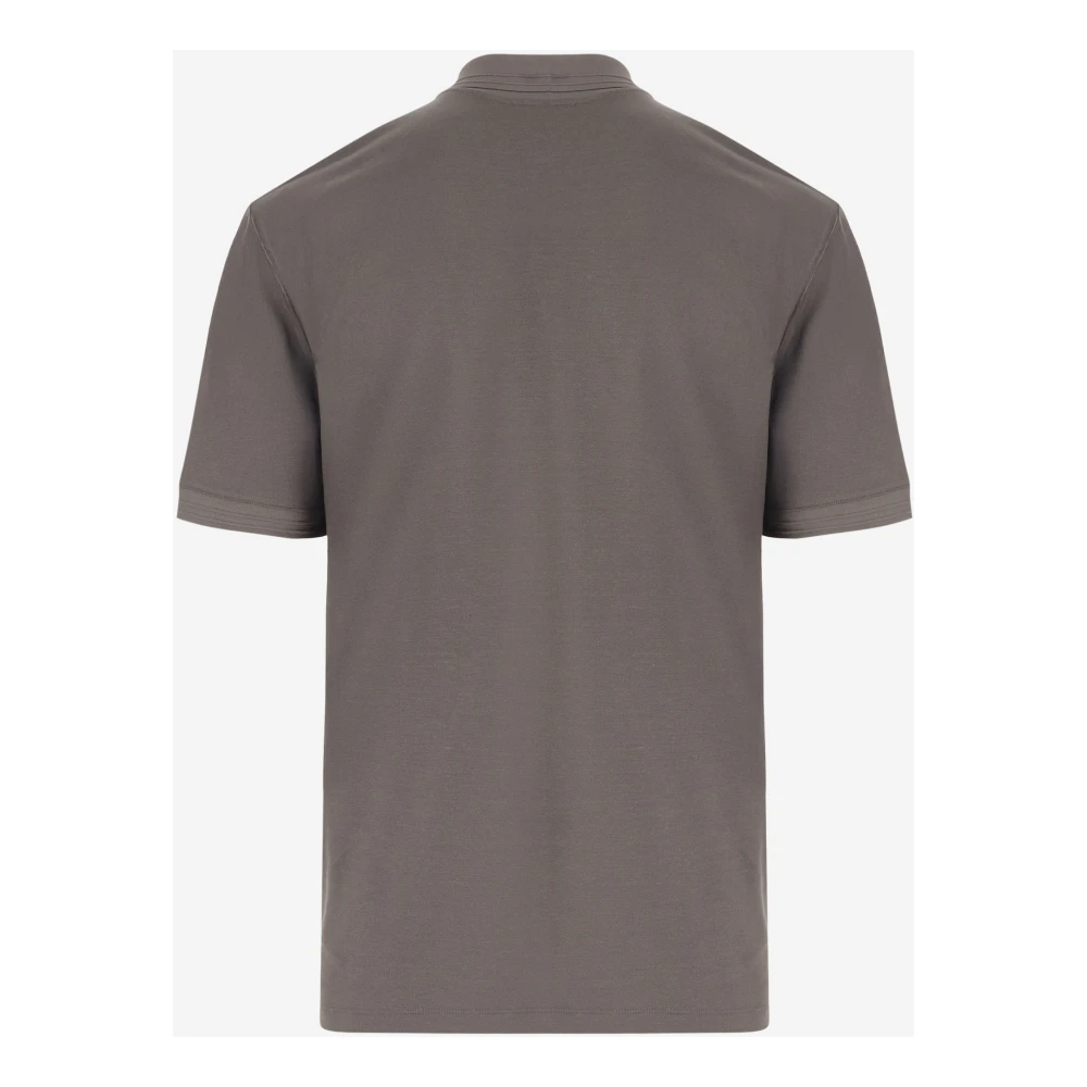 Giorgio Armani Zijde Linnen Polo Shirt Logo Gray Heren