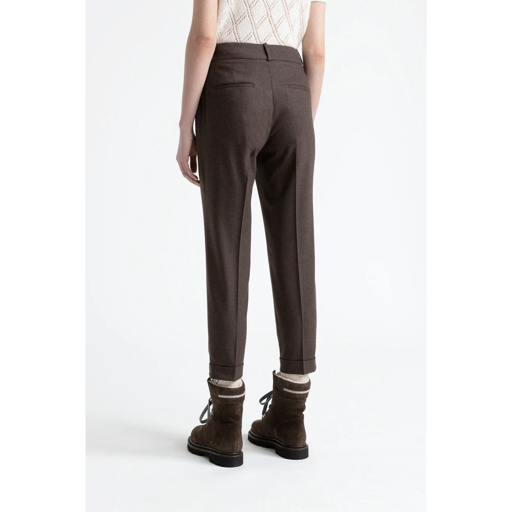 PESERICO Wollen en kasjmier flanellen broek Brown Dames
