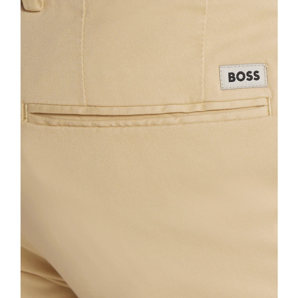 Hugo Boss Katoenen Gewassen Broek Beige Heren