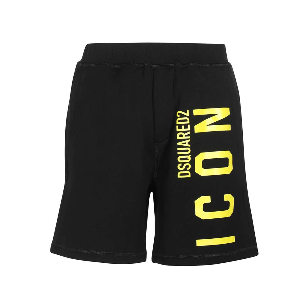 Dsquared2 Logo Print Katoenen Bermuda Shorts Black Heren