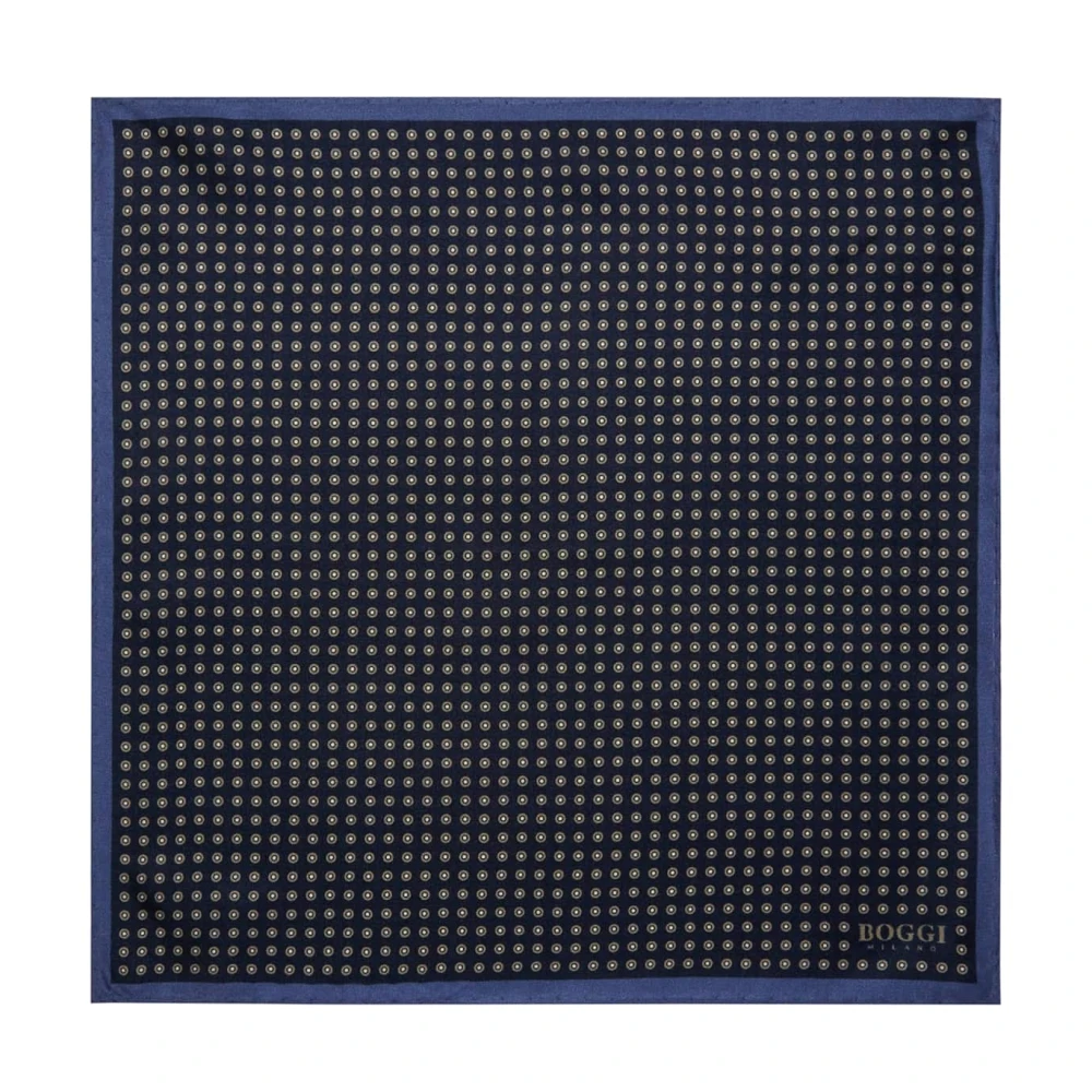 Boggi Milano Zakendoek van zijde met polkadotmotief Blue Heren
