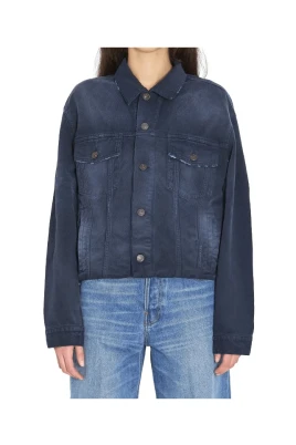 Denimjacka med spetsig krage
