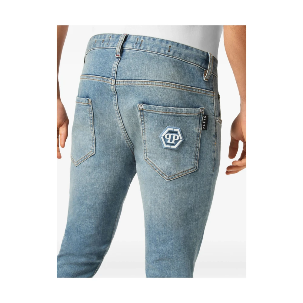 Philipp Plein Lichtblauwe Skinny Cut Jeans Blue Heren
