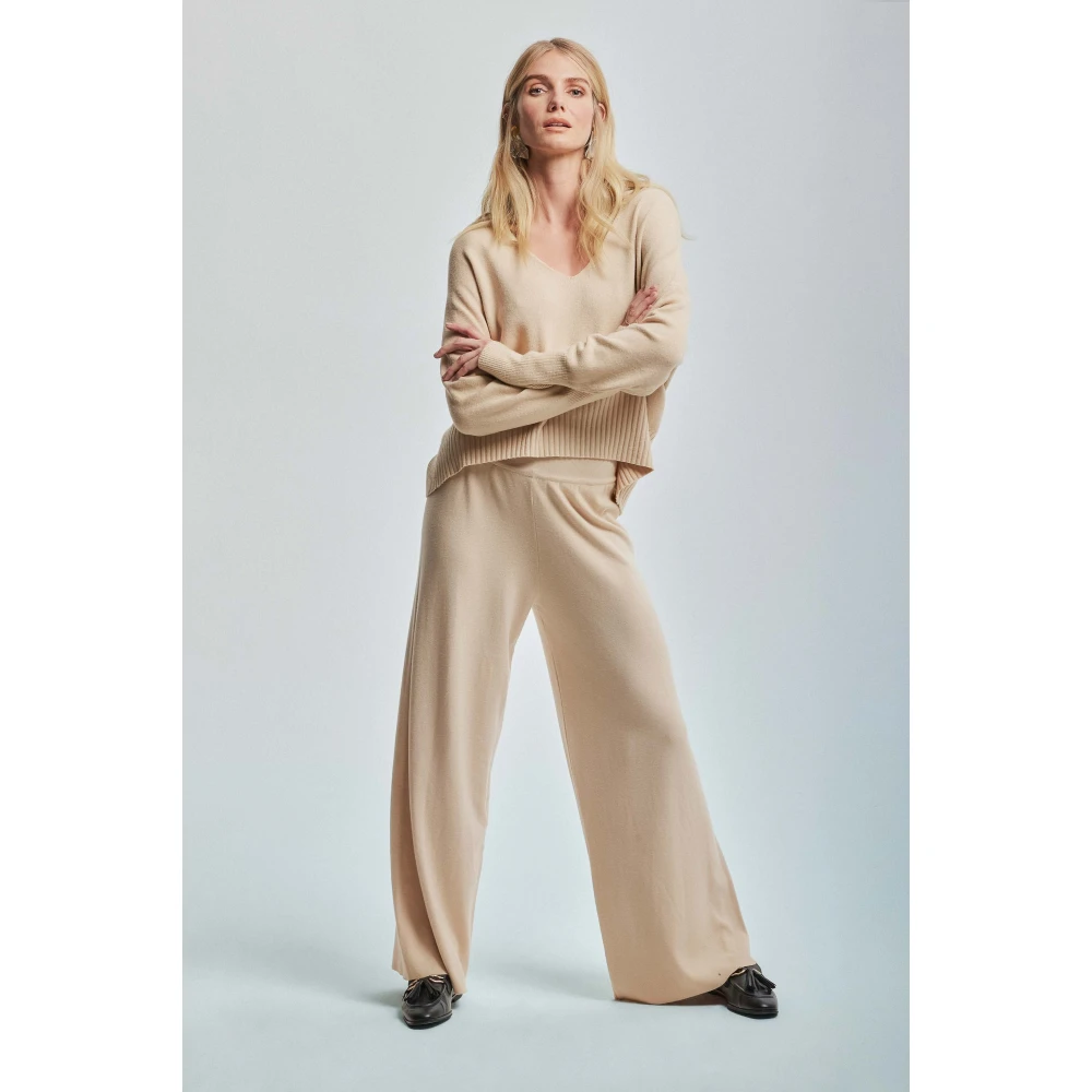 Kocca Gebreide Palazzo Broek voor Vrouwen Beige Dames