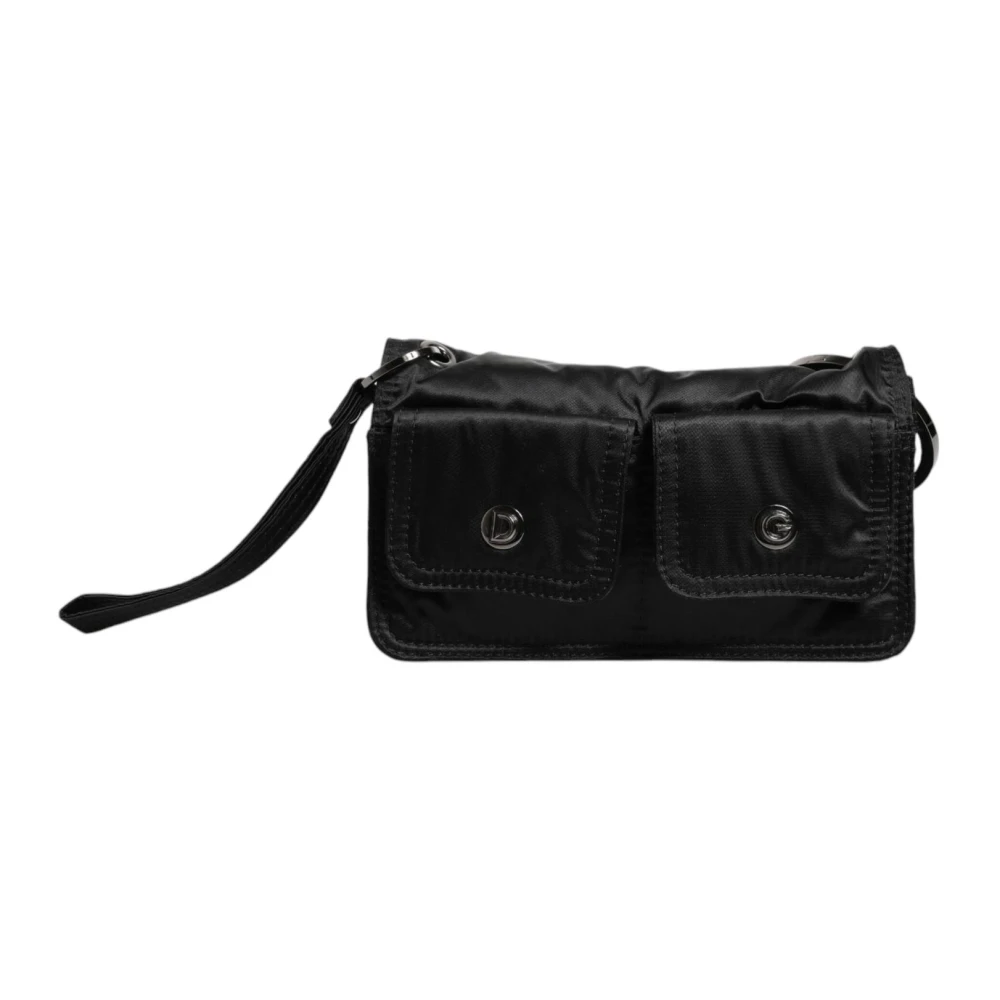 Dolce & Gabbana Zwarte Stoffen Logo Crossbody Tas Black Dames