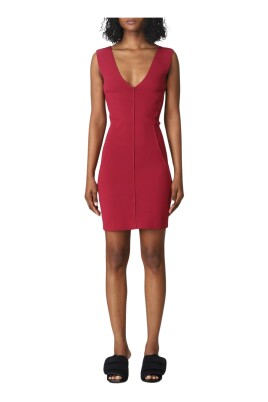 fuchsia-v-neck-mini-dress