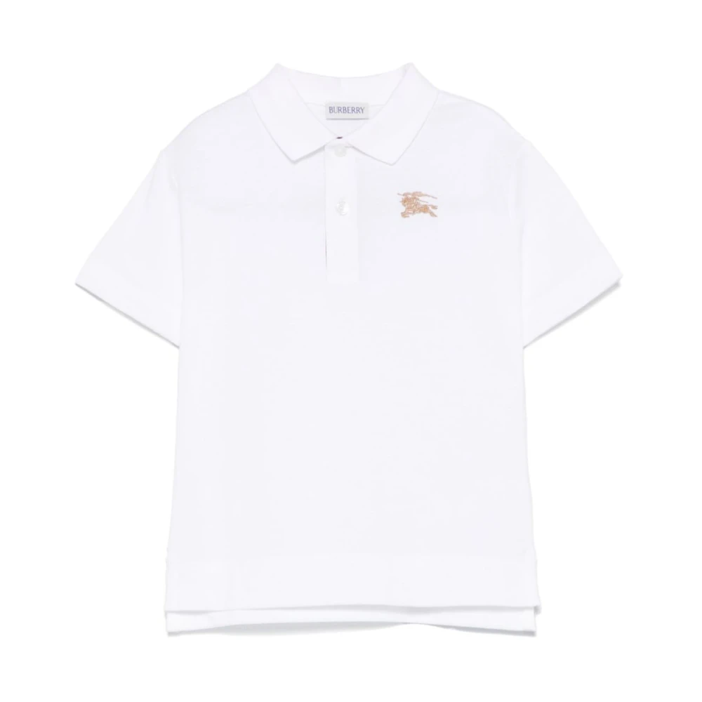 Burberry Barn Polo Skjorta Vit Logotyp Broderi White, Pojke