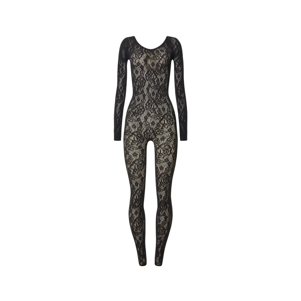 Wolford , Jumpsuits, Female, Black, M, Graphic Rose Pattern Jumpsuit