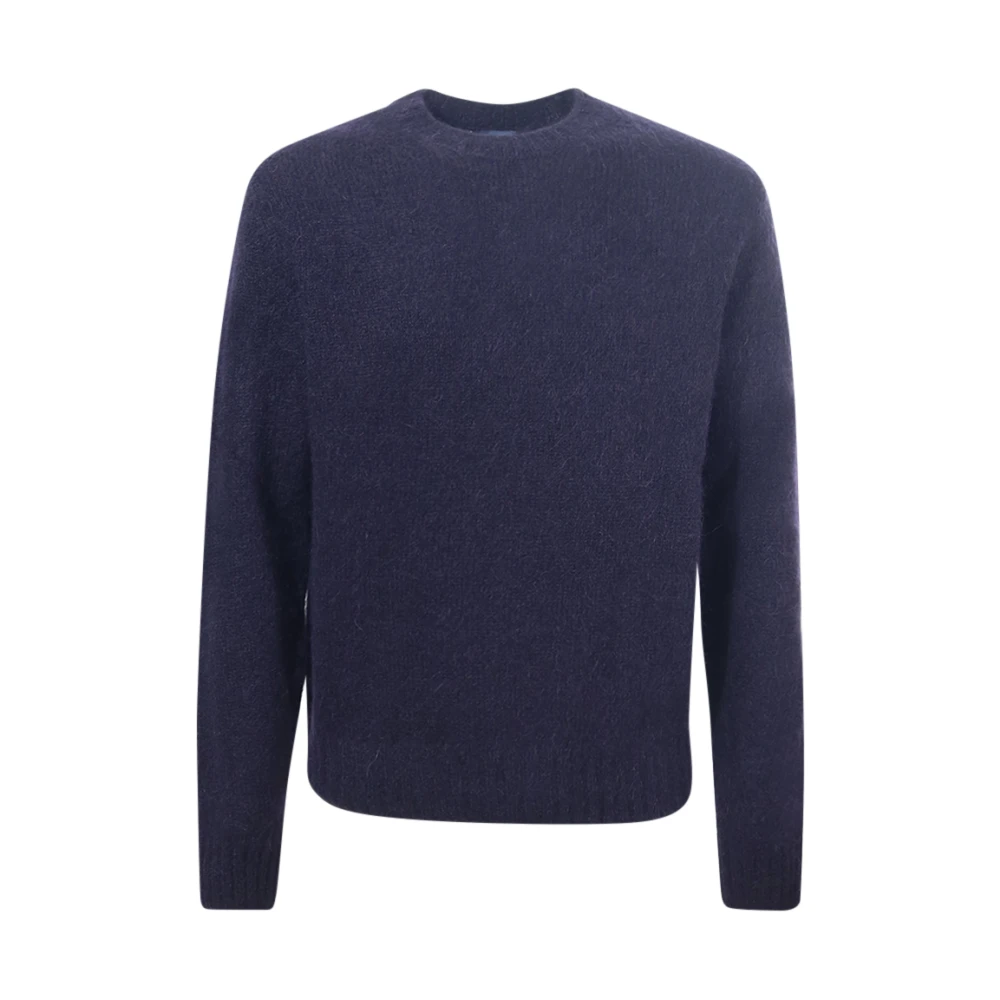 Herno Blauwe Crew-neck Sweater met Metalen Logo Blue Heren