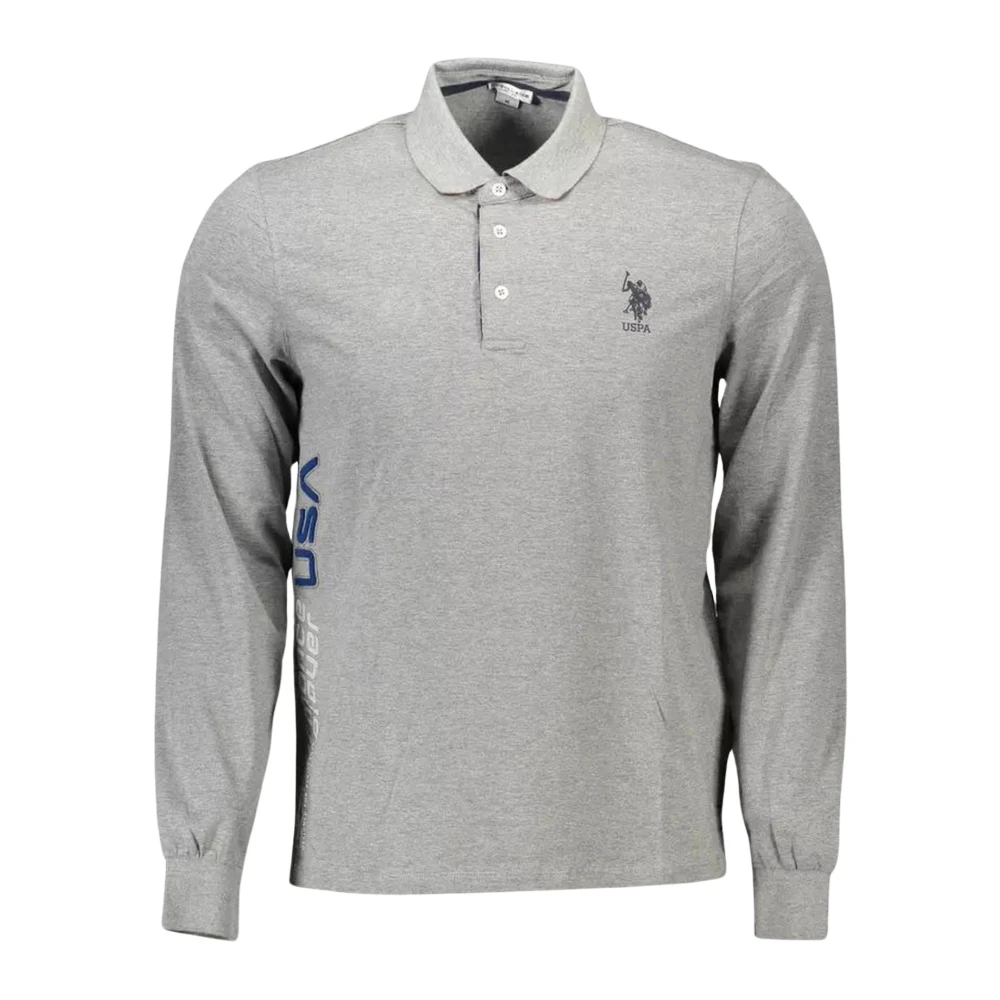 U.s. Polo Assn. Men's Gray Cotton Polo Shirt With Contrasting Details And Logo