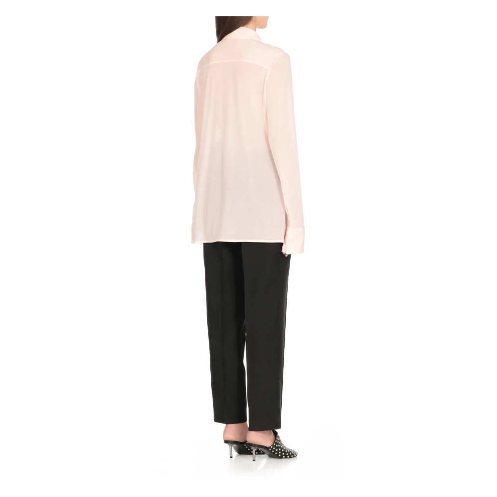 Jil Sander Roze Viscose Shirt met Franjes Pink Dames