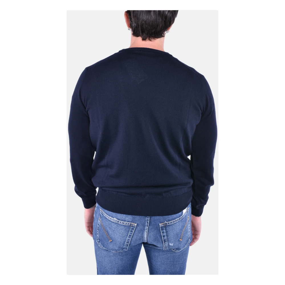 Kangra Wollen Crewneck Trui Blue Heren
