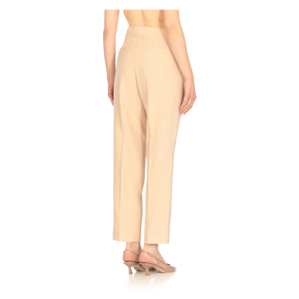 Fabiana Filippi Beige Wollen Broek met Zijdetails Beige Dames