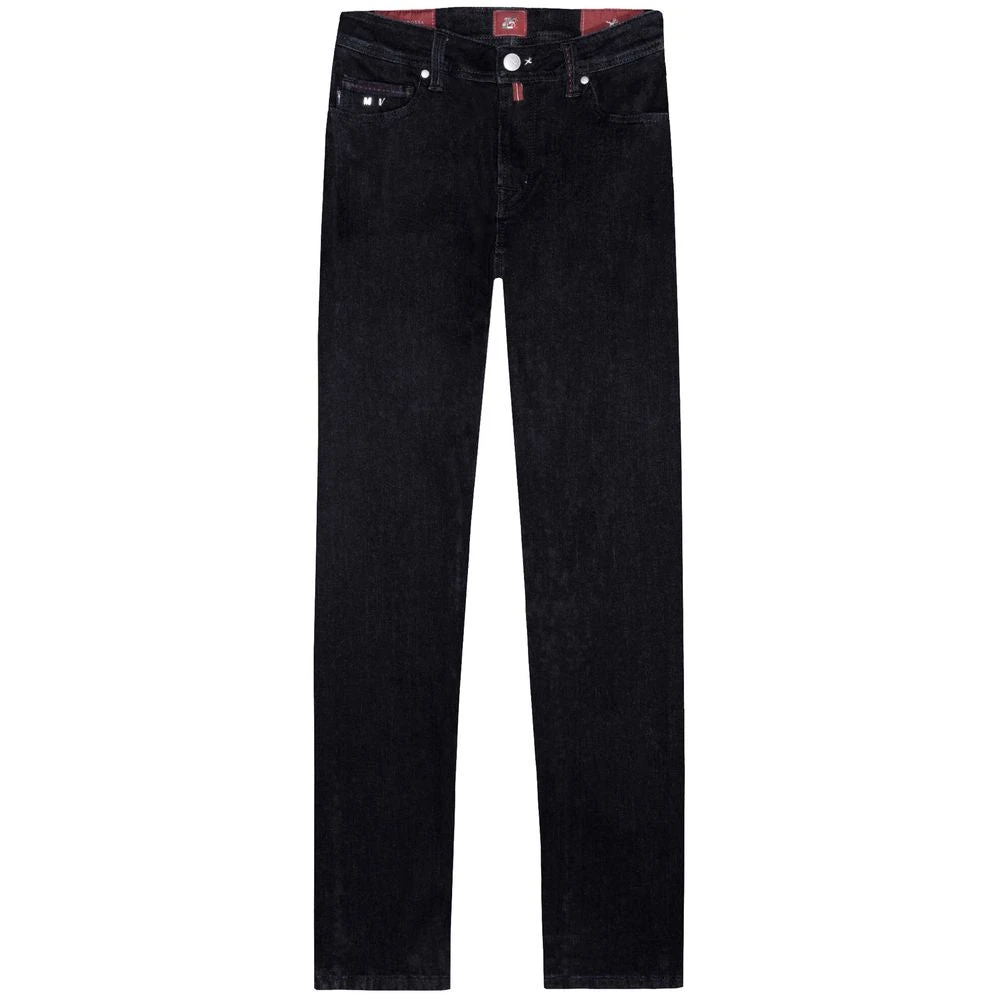 Tramarossa Klassieke zwarte katoenen jeans met blauw suède Black Heren
