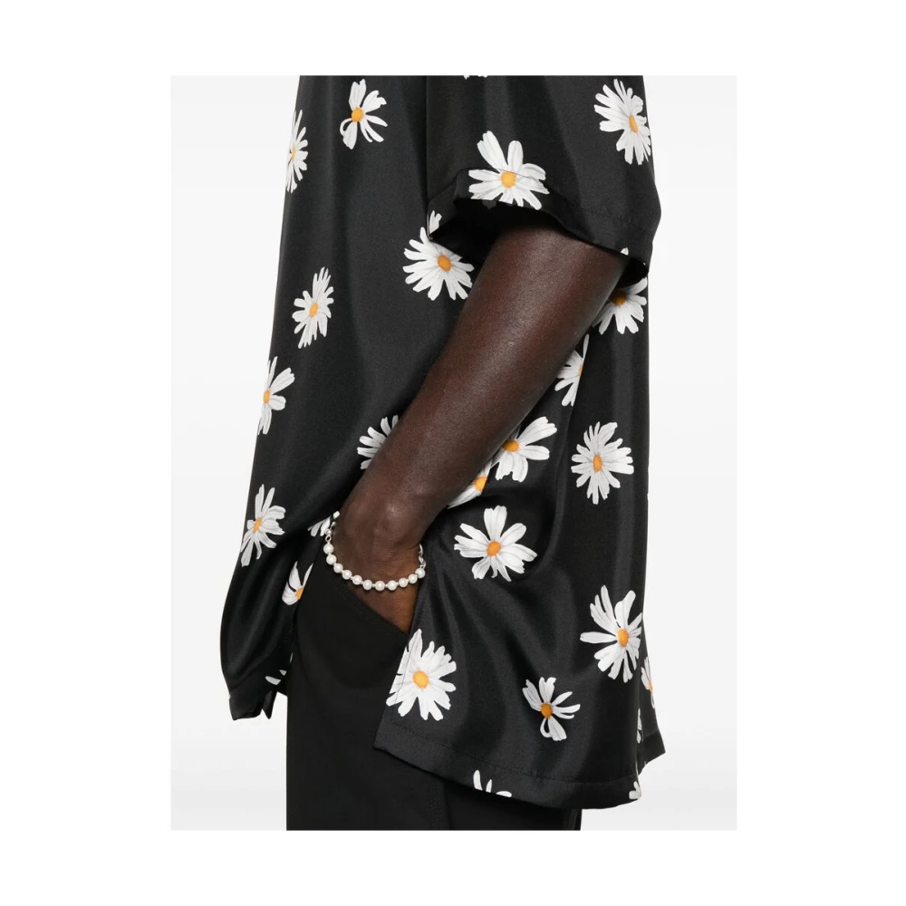 Moschino Zwarte Campkraag Overhemd Korte Mouwen Black Heren
