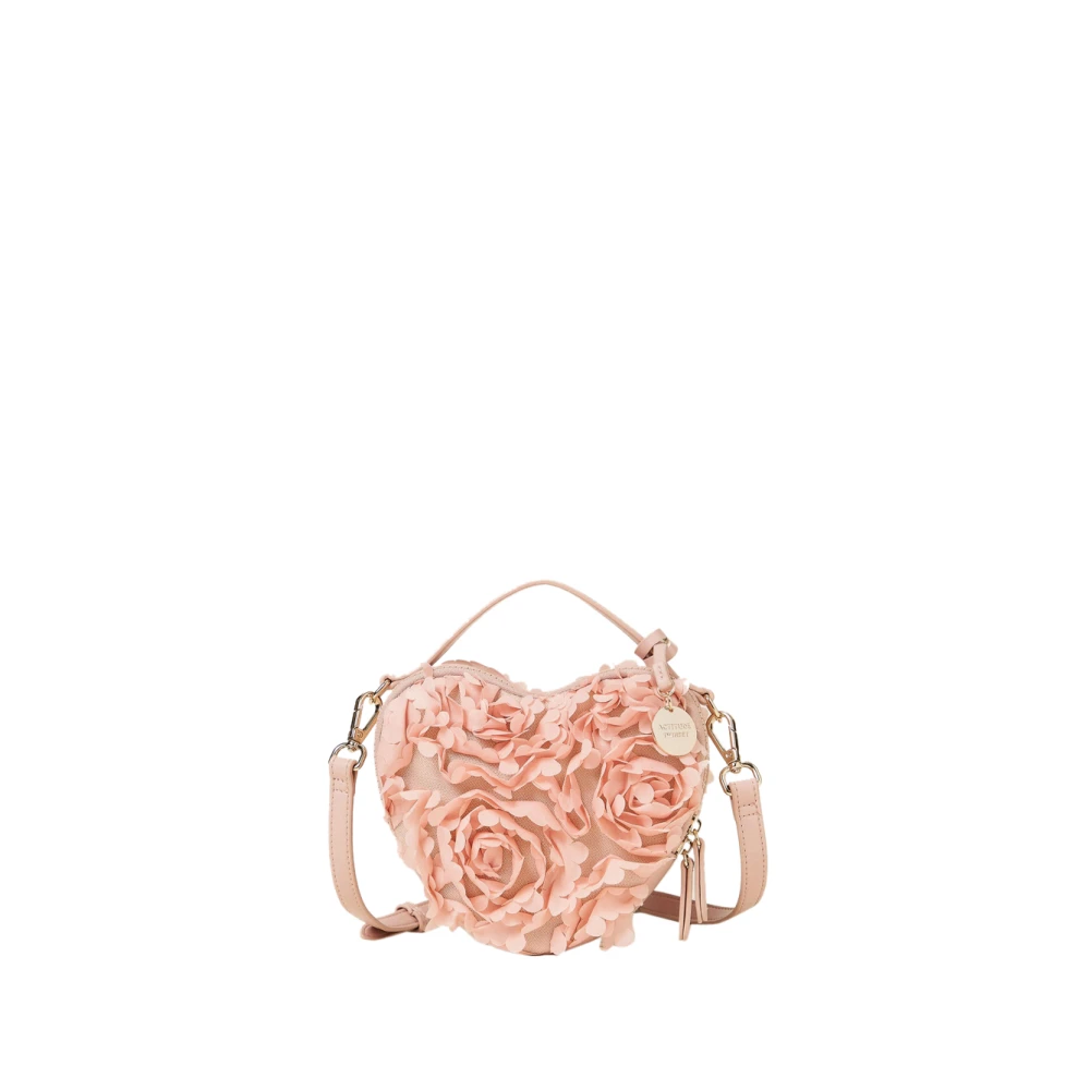 Actitude Pink Handbags, Female, One Size, Heart-Shaped Shoulder Bag With Flowers
