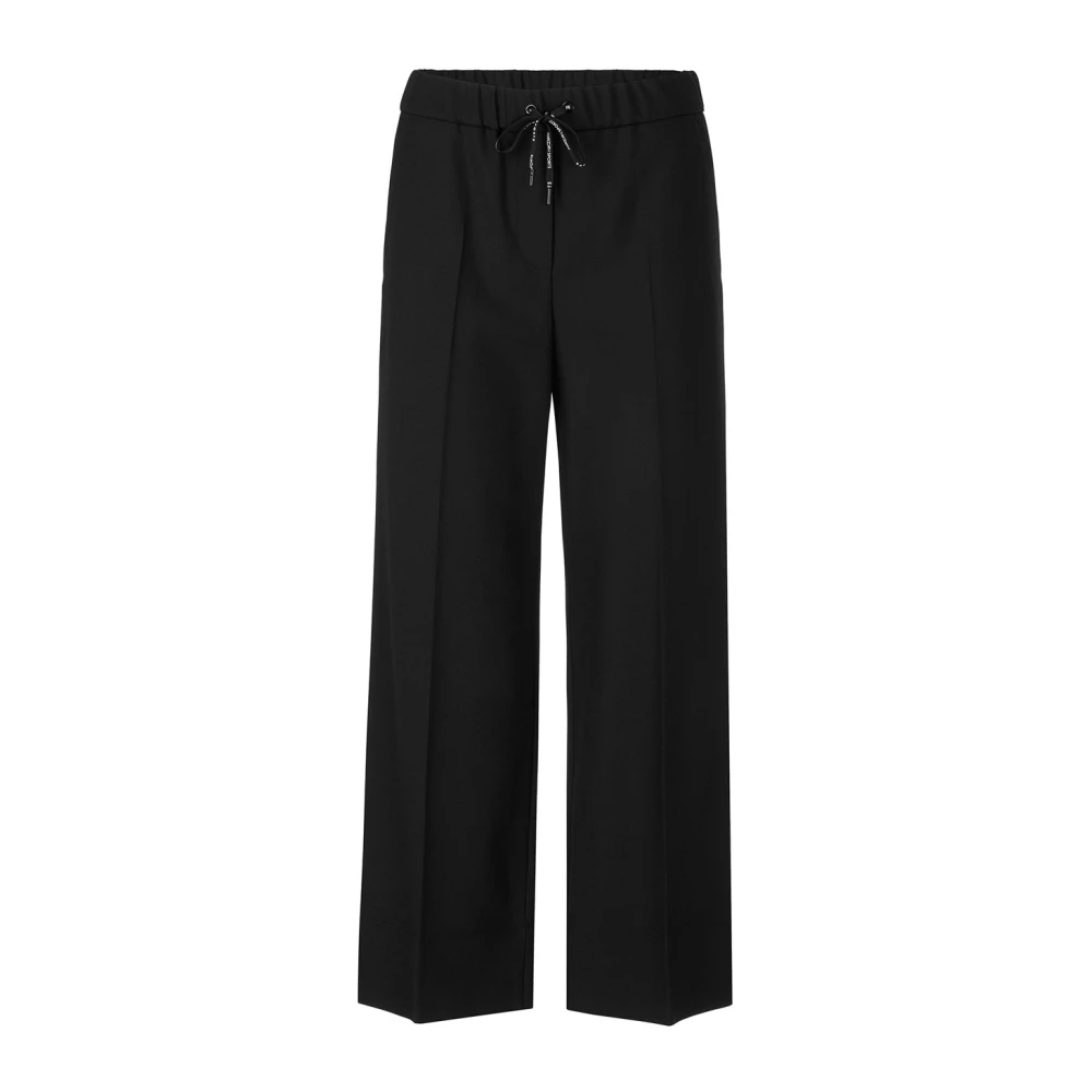 Marc Cain Women's Black Wide Wool Blend Trousers - Wide Trousers - M - Trousers