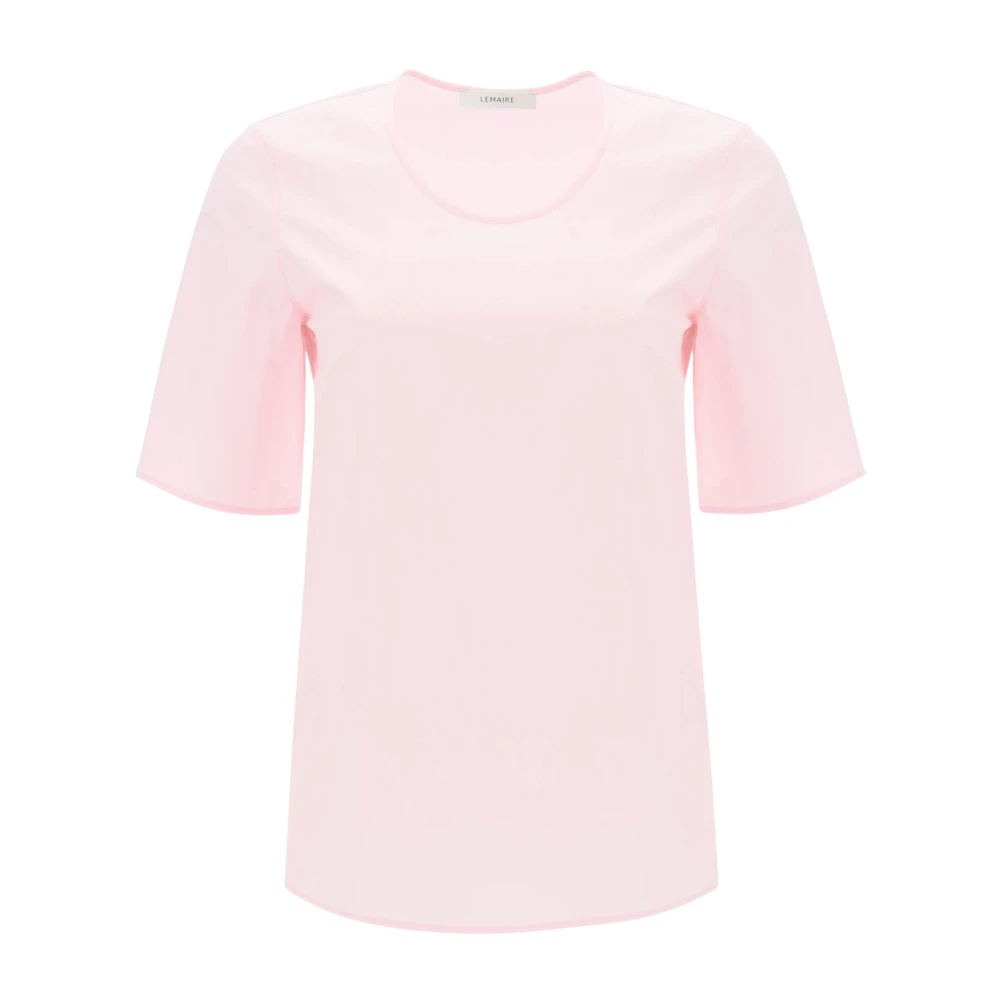 Lemaire Katoenen Poplin Crew-neck T-shirt Pink Dames