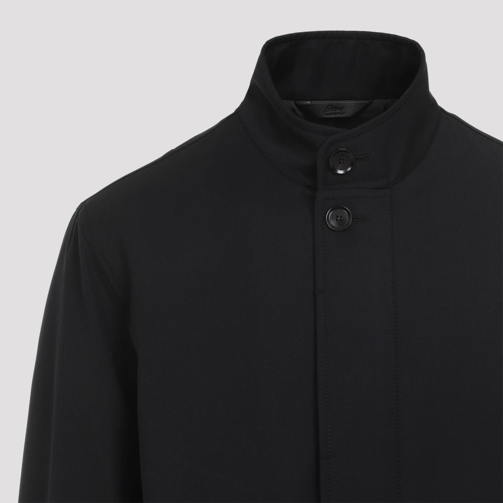 Brioni Zwarte Cardigan Blouson Jas Black Heren