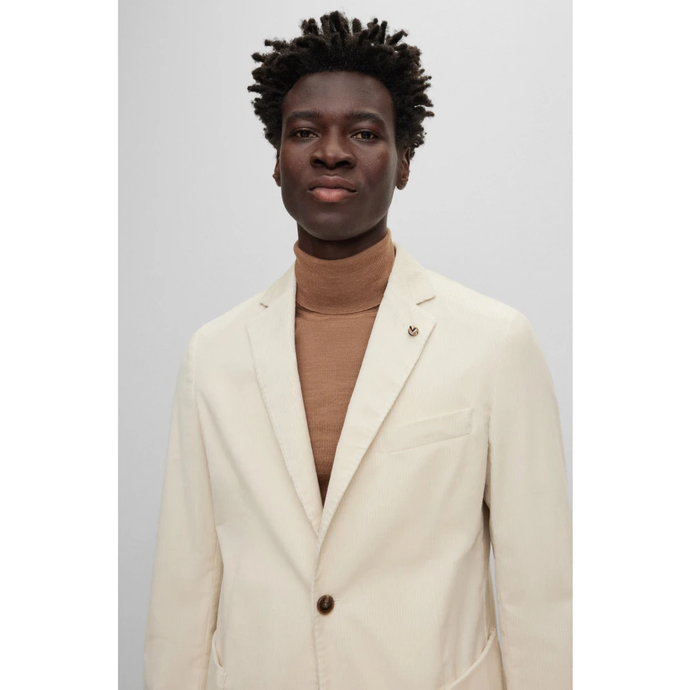 Hugo Boss Slim Fit Boss Jas met Micro Patroon en Merk Logo Speld White Heren